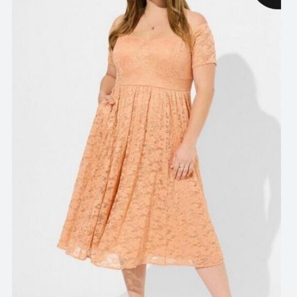 Torrid Midi Lace Off shoulder skater dress